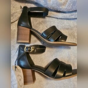 Frye And Co. Black Strappy Sandals with Block Heel Size 9.5 M. NIB